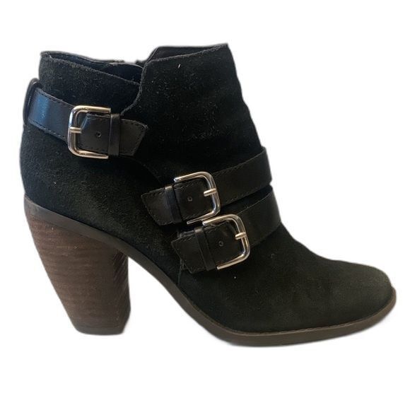 Dolce Vita Suede Ankle Boots, Black Suede, Women's 7.5 Triple Buckle Grunge Goth - Picture 1 of 11